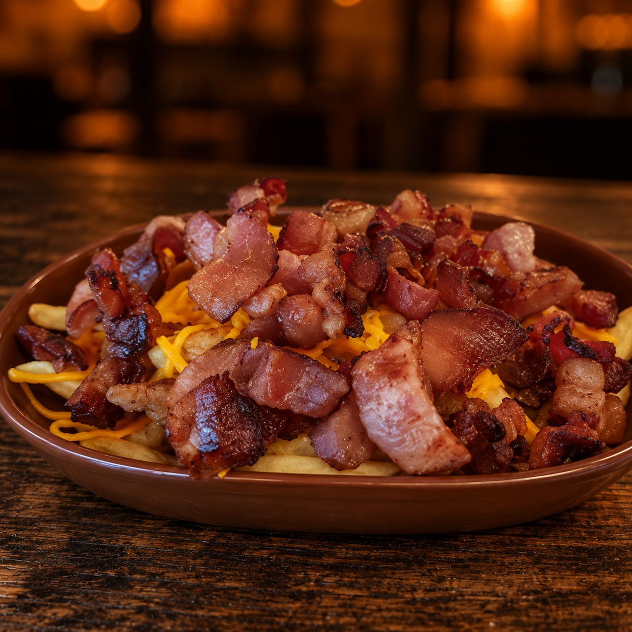 FRITAS COM BACON E CHEDDAR